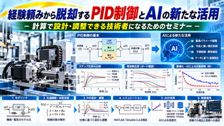 経験頼みから脱却するPID制御とAIの新たな活用－計算で設計・調整できる技術者になるためのセミナ－のイメージ図