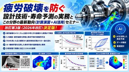 疲労破壊を防ぐ設計技術・寿命予測の実務とこの分野の最新動向（計算演習＋AI活用）セミナー　改訂第3版(2026年改訂)決定版！｜イメージ図
